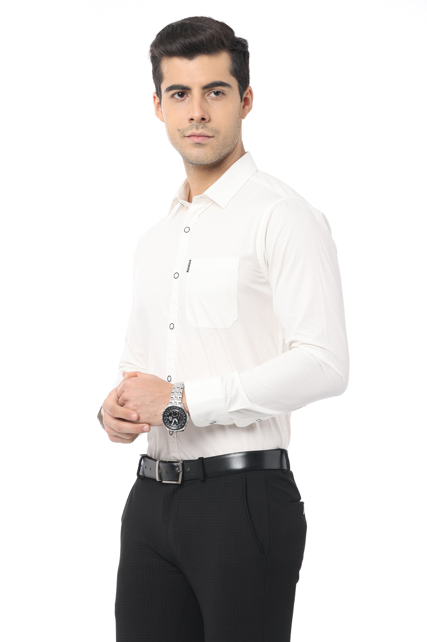 White Slim Fit Full Sleeve Shirt