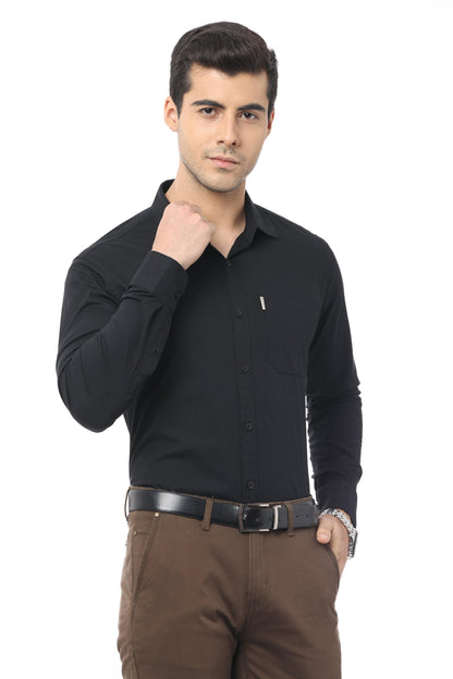 Black Slim Fit Full Sleeve Shirt