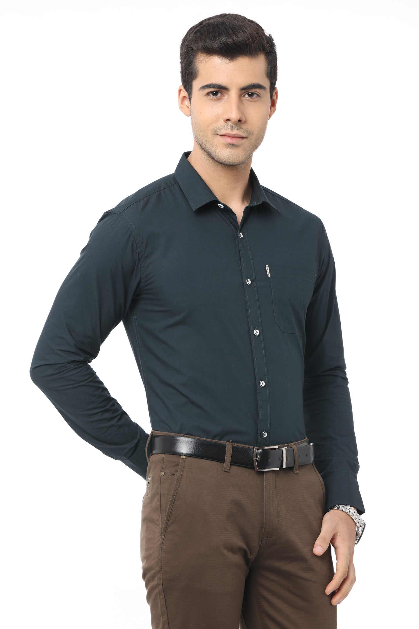 Olive Green Slim Fit Full Sleeve Shirt