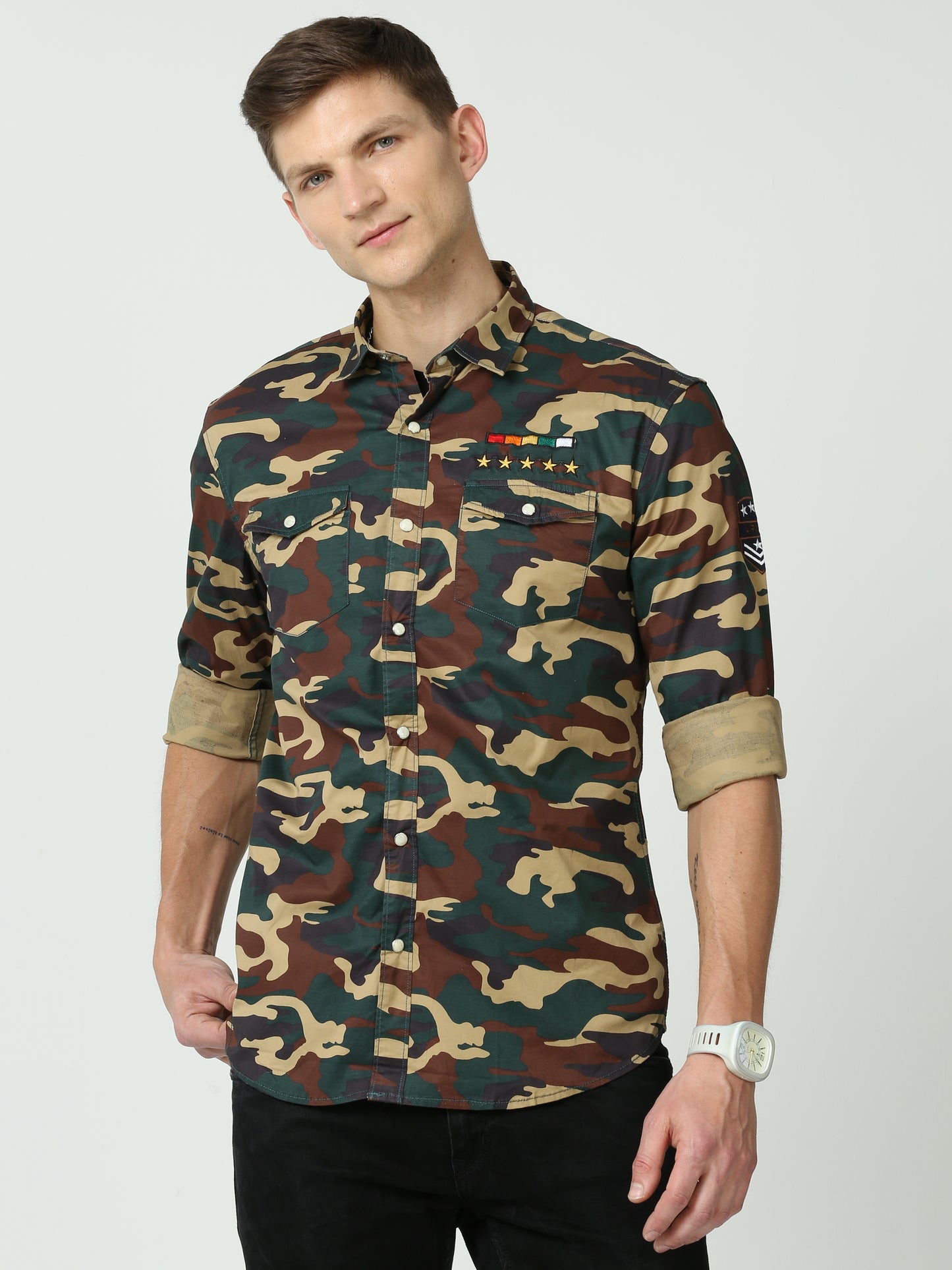 Army Print Lycra Shirt