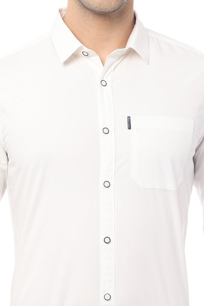 White Slim Fit Full Sleeve Shirt