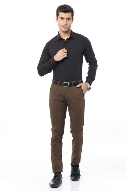 Dark Brown Slim Fit Full Sleeve Shirt