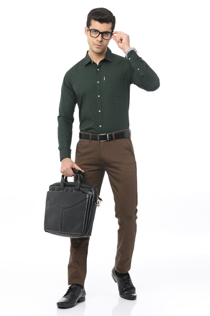 Olive Green Slim Fit Full Sleeve Shirt