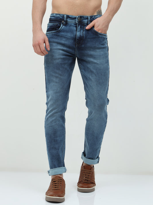 Men's Blue Washed Denim Pant