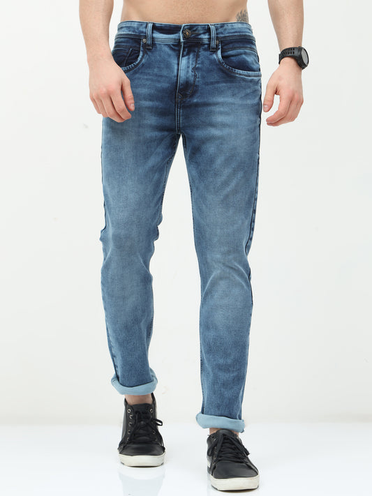 Men's Light Blue Shaded Denim Pant