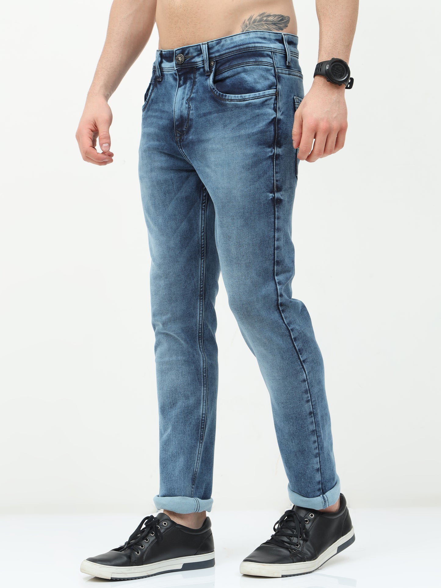 Men's Light Blue Shaded Denim Pant