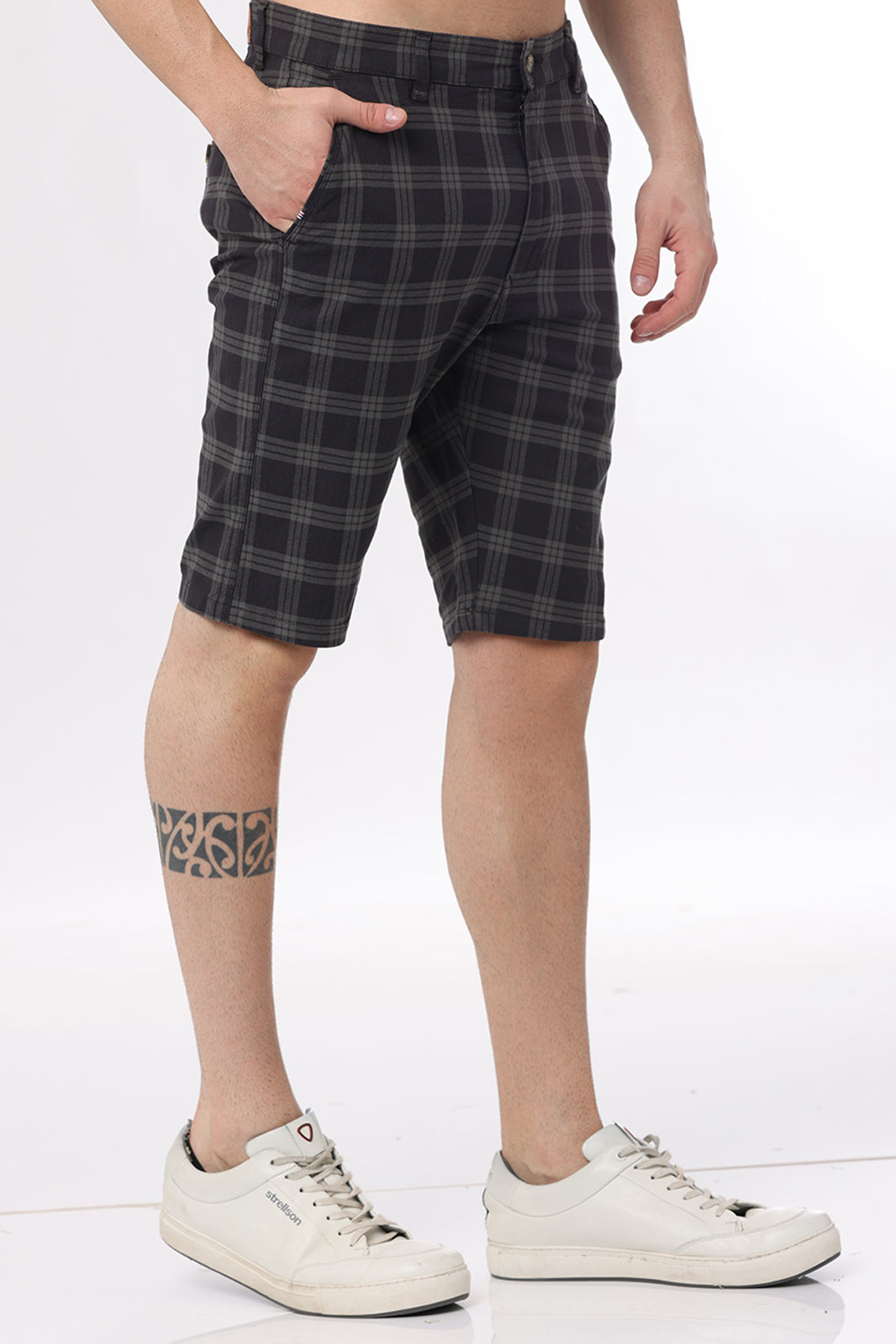 Dark Brown Check Short